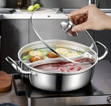 Never Leak 32cm Stainless Steel Hot Pot with Divider
