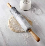 Natural Marble Rolling Pin with Wooden Cradle