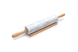 Natural Marble Rolling Pin with Wooden Cradle
