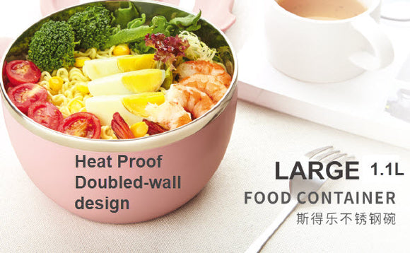 Heatproof Doubled-Wall Stainless Steel Bowl - 1.1L set of two(2)